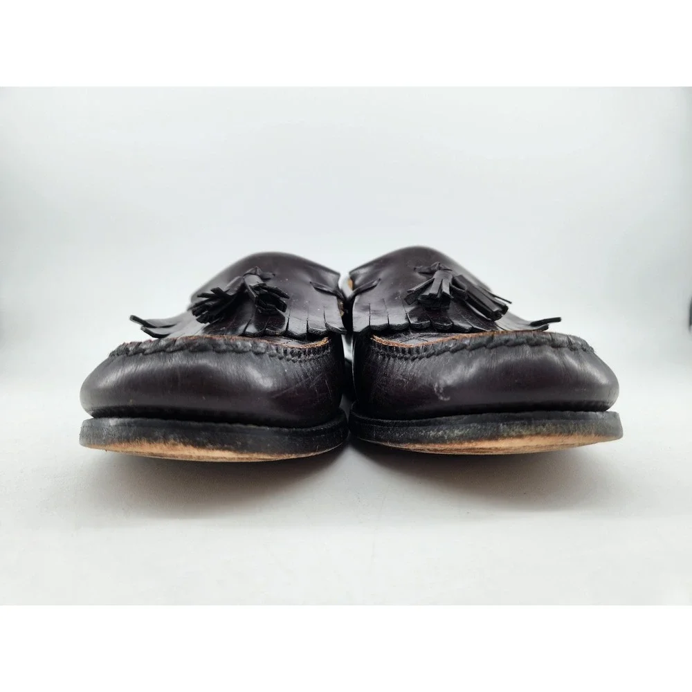 SAS Kiltie Tassel Loafers Mens 9 M Burgundy Leather Handsewn Dress Slip On Shoes